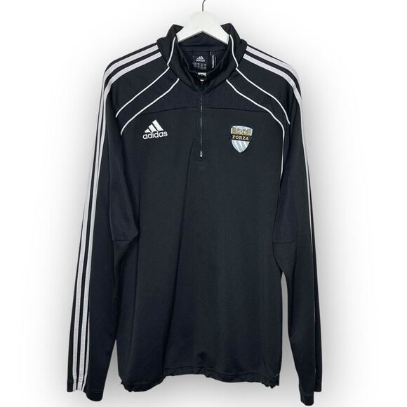Adidas 1/4 Zip Climacool Pullover Jacket Black White 3 Stripe Forza Logo Mens XL - Picture 1 of 14